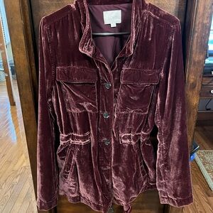 LOFT Women's Velvet Jacket - Burgundy